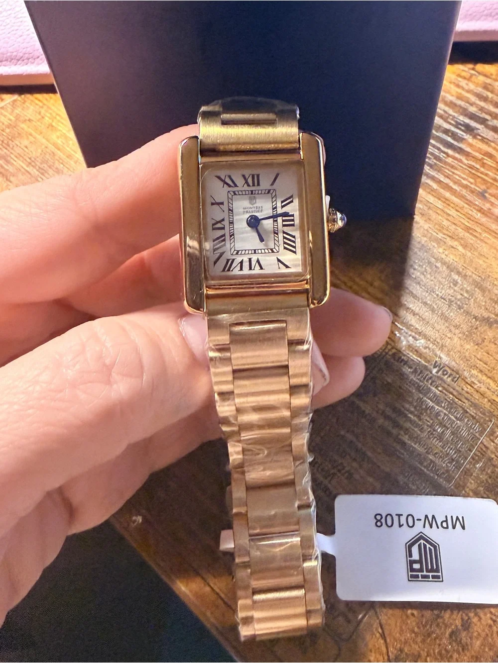 Brand new with tag - Gold Tone Square Dress Watch - Montres Prestige
